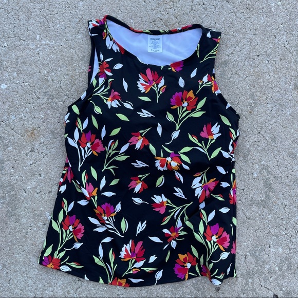 LAND'S END Tankini top high school neck swim top with built in bra Size 12P - Picture 1 of 5
